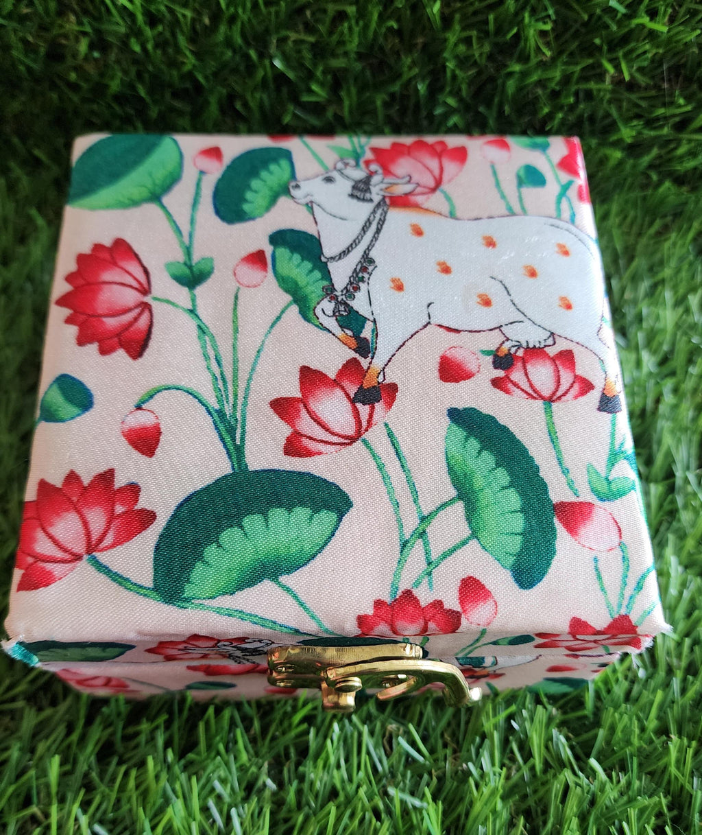 Pichwai Print Tea Light Holder Gift Box: Diwali Wedding Favor