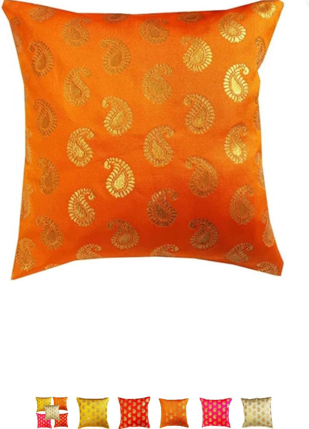 Handmade Silk Cushion Covers: Decorative Throw Pillow Set of 5 (18x18 Inches)