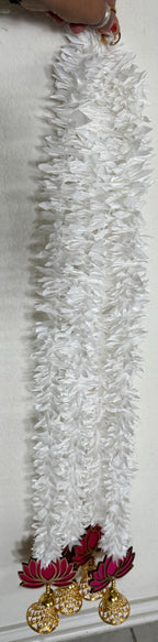 Pink Lotus Garland with Bells: Indian Wedding Diwali Decor.