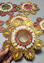 MDF Lotus Tealight Holder: Diwali Rangoli Decoration
