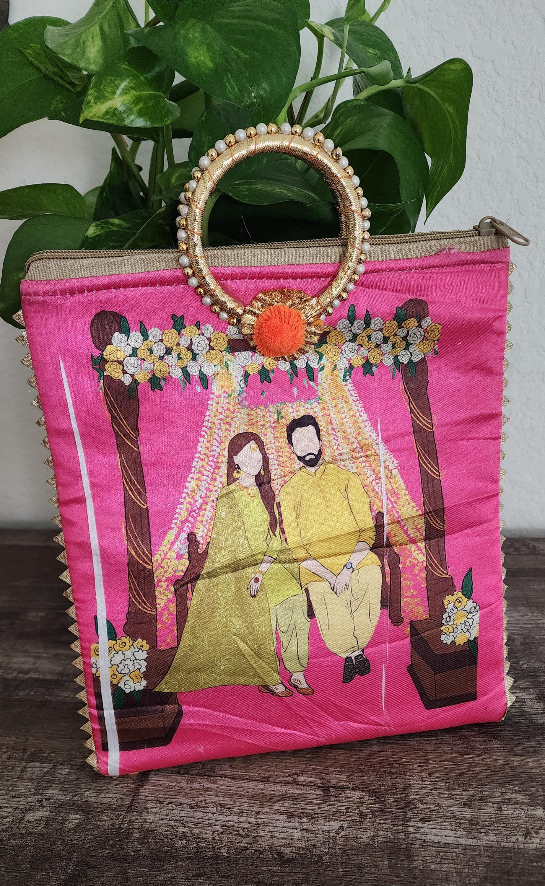 Silk Potli Favor Bags - Haldi Mehndi Wedding Return Gift.