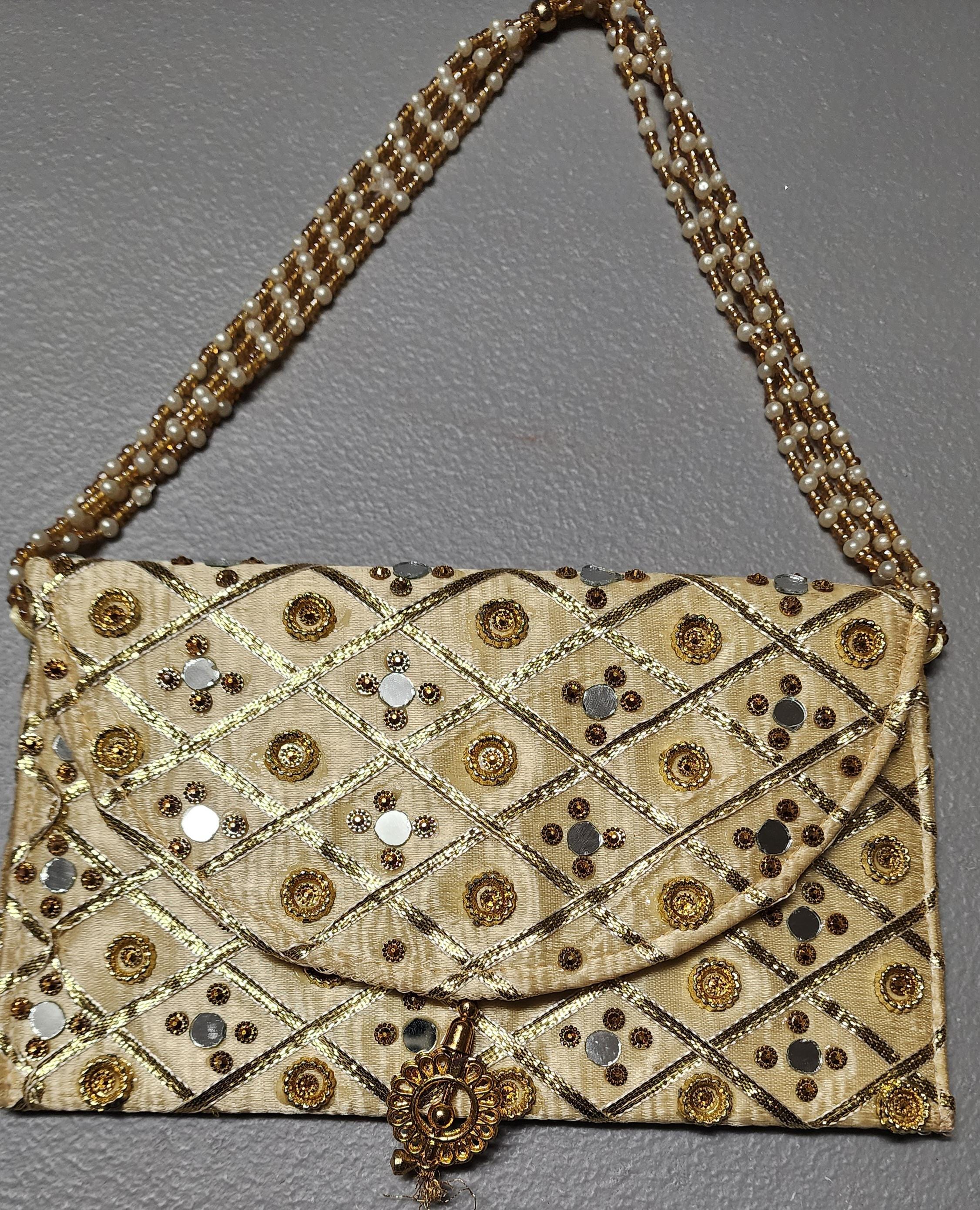 Mirror Work Clutch Purse: Indian Wedding Favor Gift Bag
