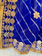 Rajasthani Lahariya Chiffon Dupatta: Lace & Latkan Wedding Scarf