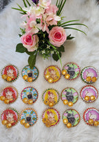 Handcrafted Pichwai Art Haldi Kumkum Holder: Ganesh ji, Radha Krishna.