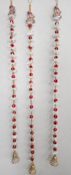Ganpati Garland: Golden Pearls, Red Buds, Indian Wedding Decor (45/50 inch)