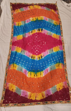 Bandhej Art Silk Dupatta: Rajasthani Gotta Patti Wedding Scarf