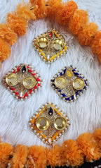 Handcrafted Square Haldi Kumkum Holder: Pooja Return Gift.