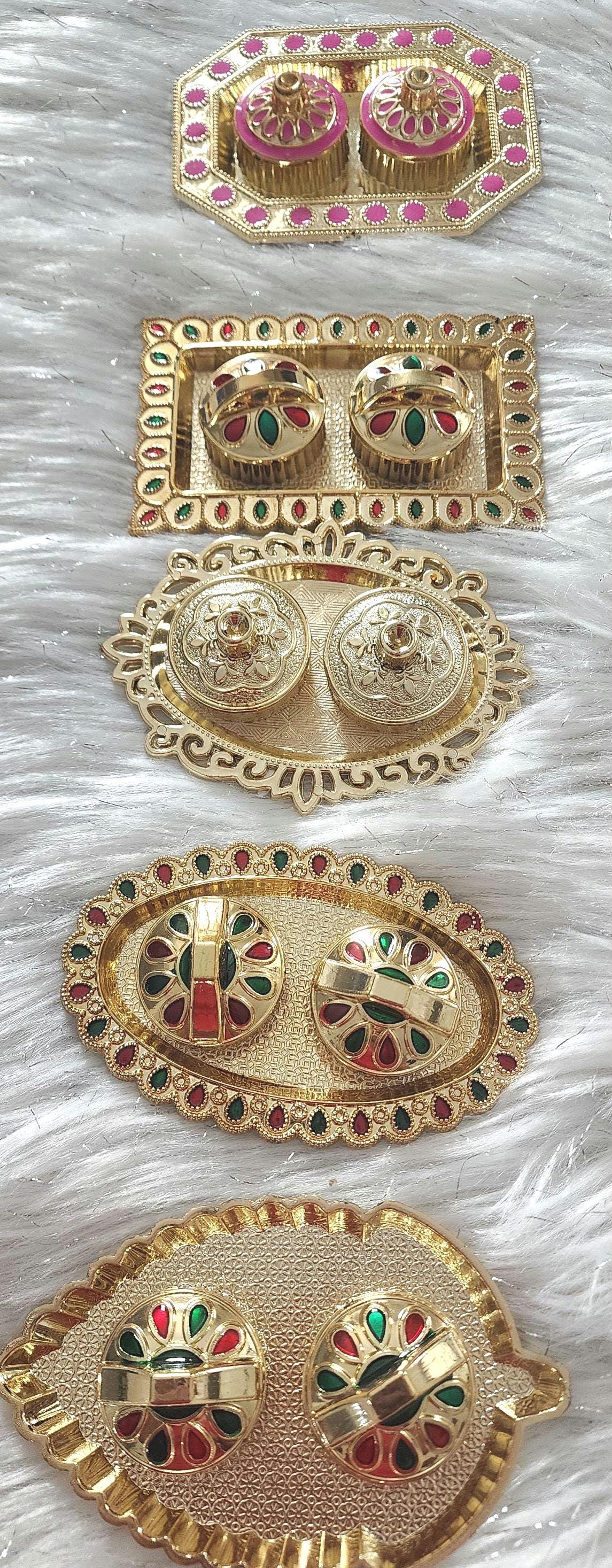 Haldi Kumkum Handmade Decorative Plates: Vermilion Holder Pooja Thali, Mehndi Decoration.