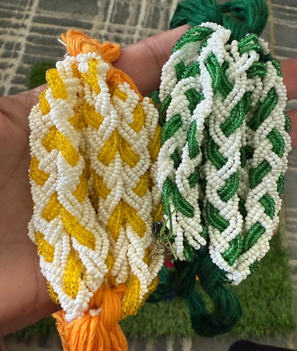 Handmade Multi Color Beaded Rakhi: Kundan Pearl Chain Set