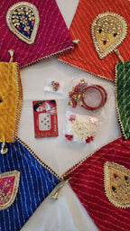 Lahariya Potli Bag Combo Set: Kundan Bangles, Jhumka Earrings - Wedding Favor