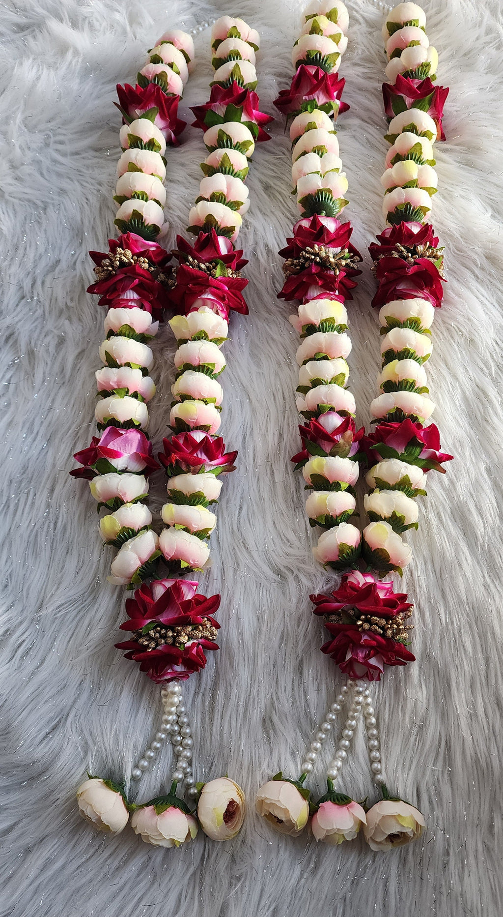 Artificial Flower Handmade Wedding Mala: Bride and Groom Garlands - Pack of 2