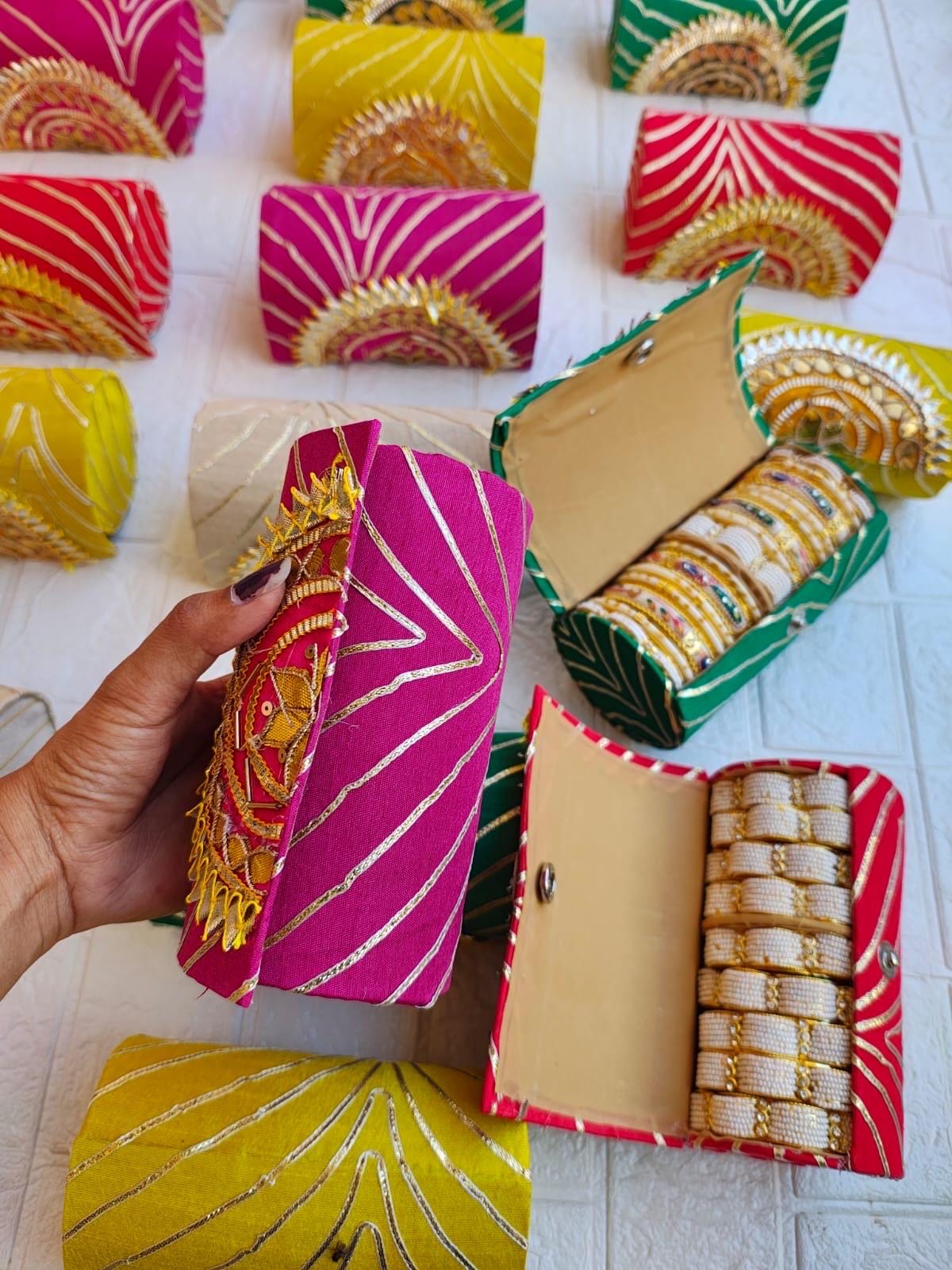 Handcrafted Embroidered Bangle Box: Indian Wedding Favor Gift