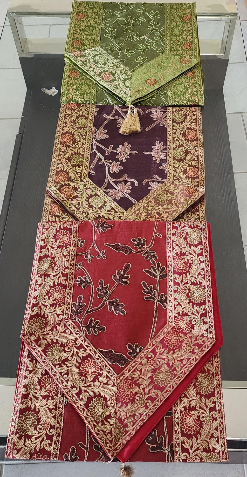 Silk Cheesecloth Table Runner: Bohemian Dining Decor - 14x70