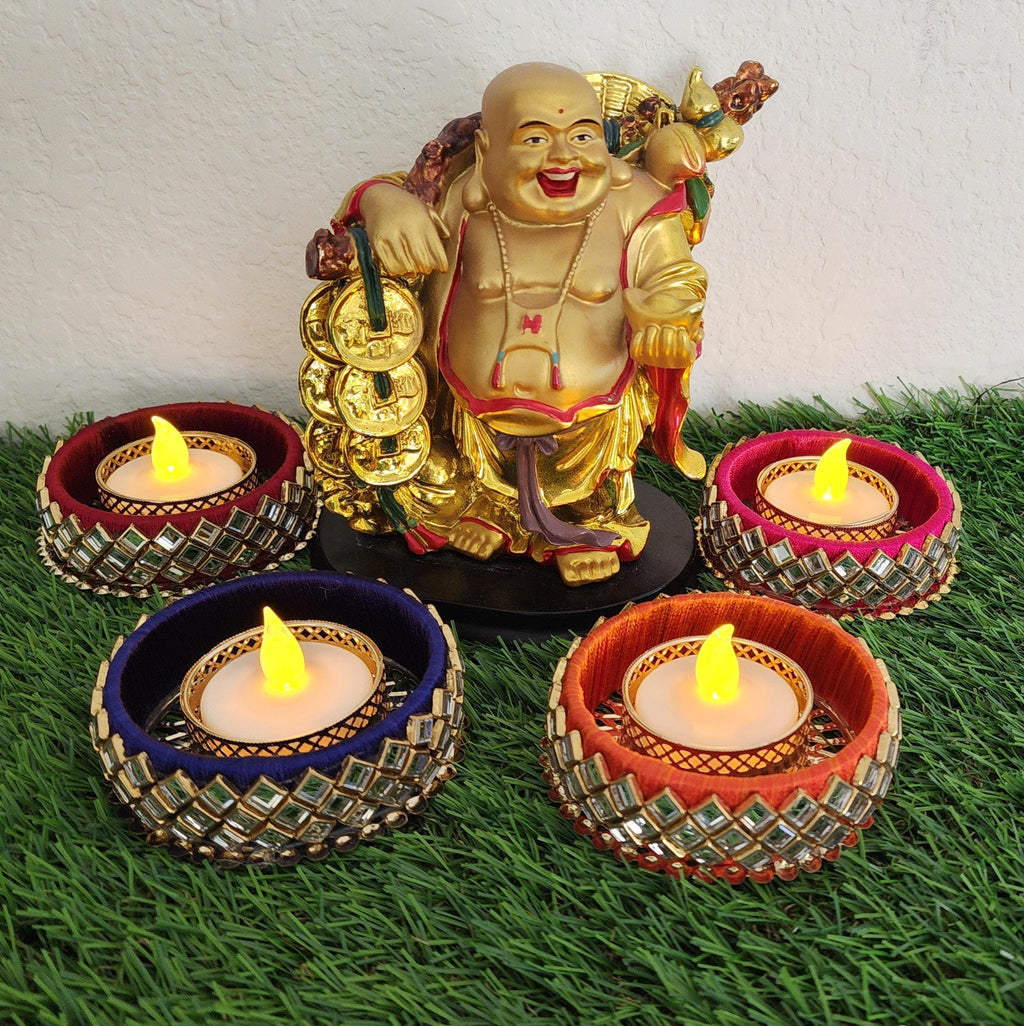 Kundan Tea Light Holder: Diwali Pooja Decoration, Wedding Favor.