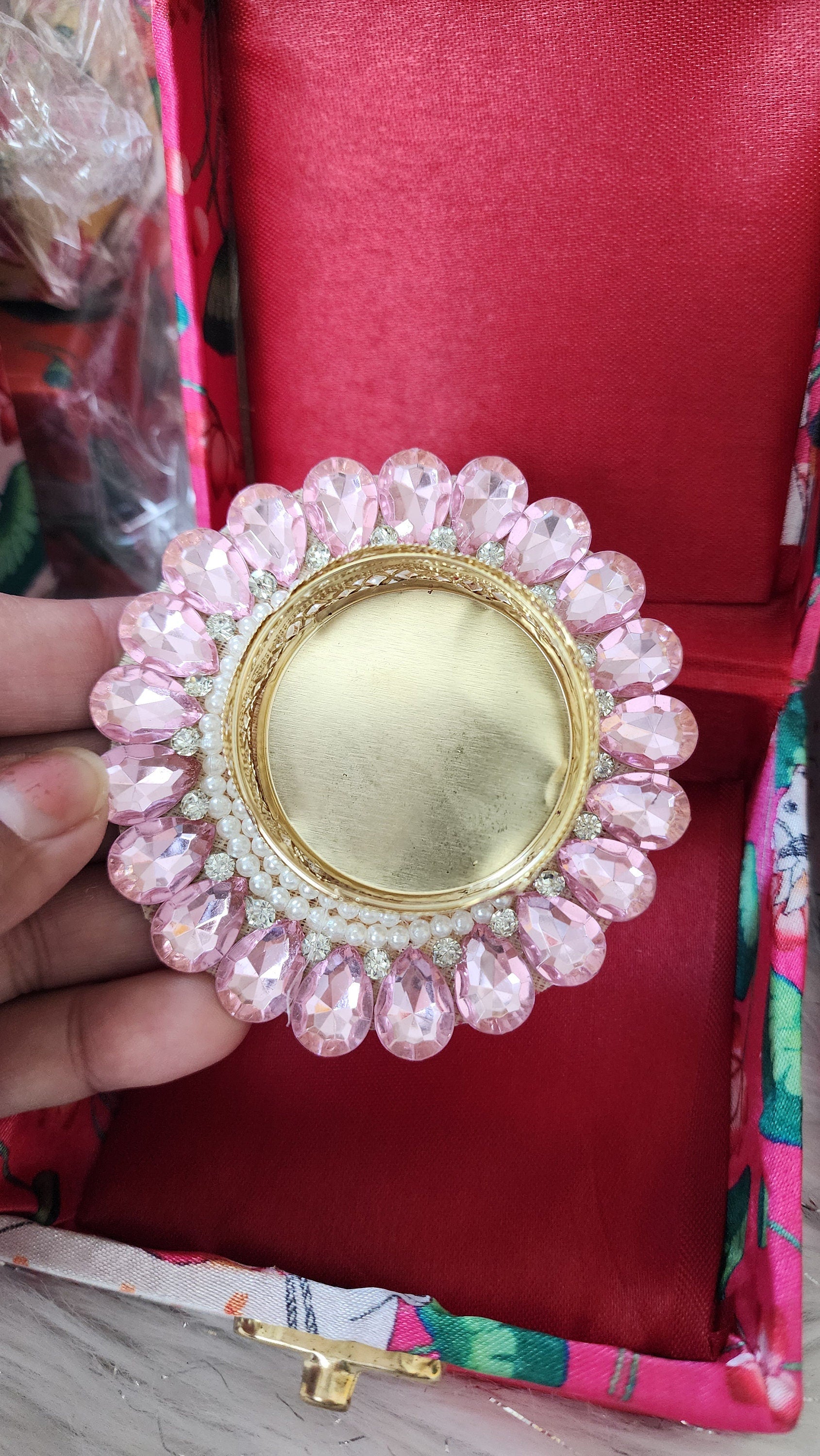 Pichwai Print Handmade Box with T Light Candle Holder