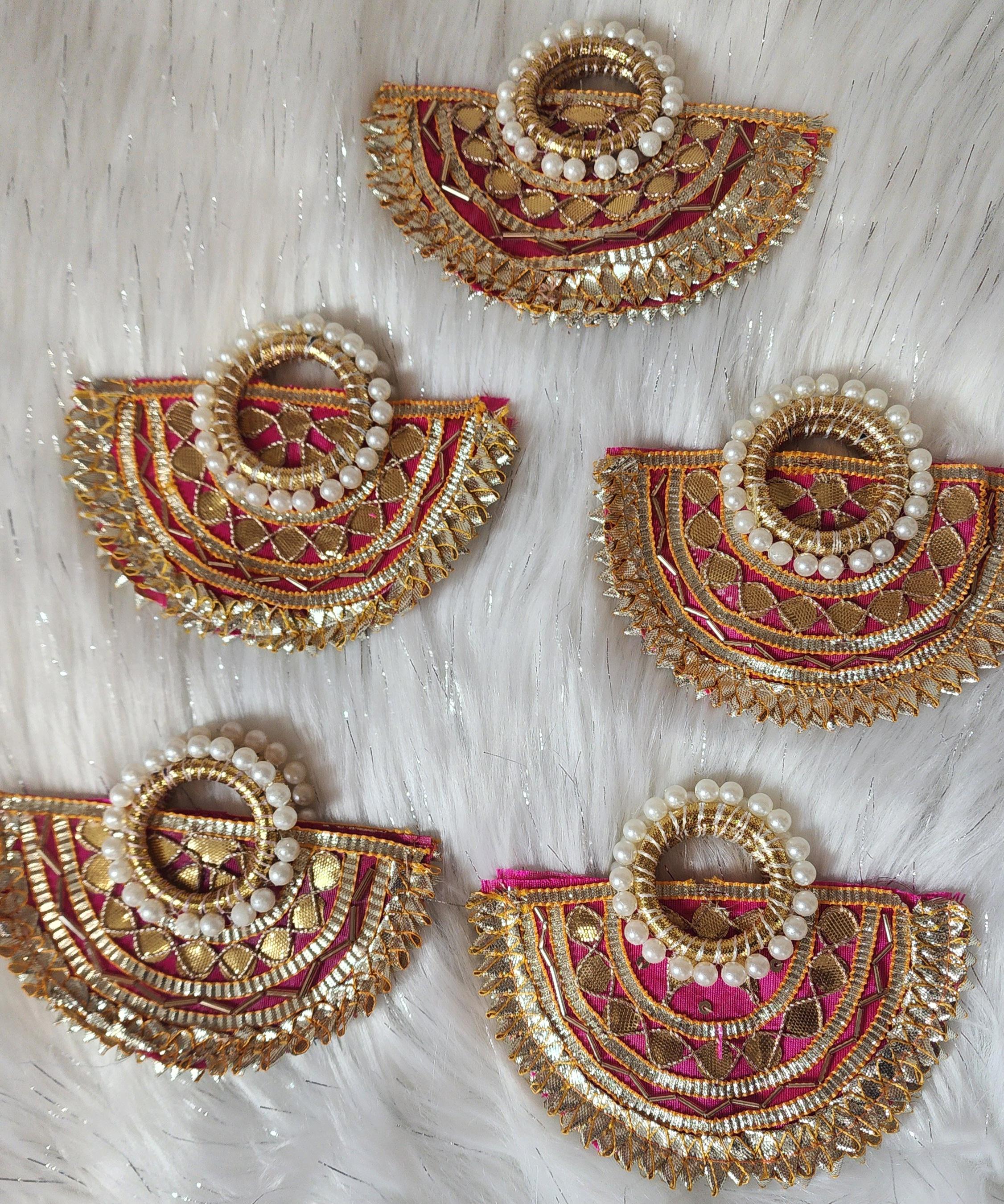 Handcrafted Lotus Coin Pouch: Colorful Gotta Patti Jewelry Gift