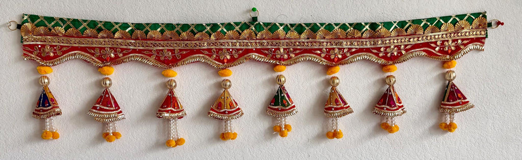 Handmade Indian Toran: Gotta work Pearl Door Hanging, Traditional Decor (40x10) inch)