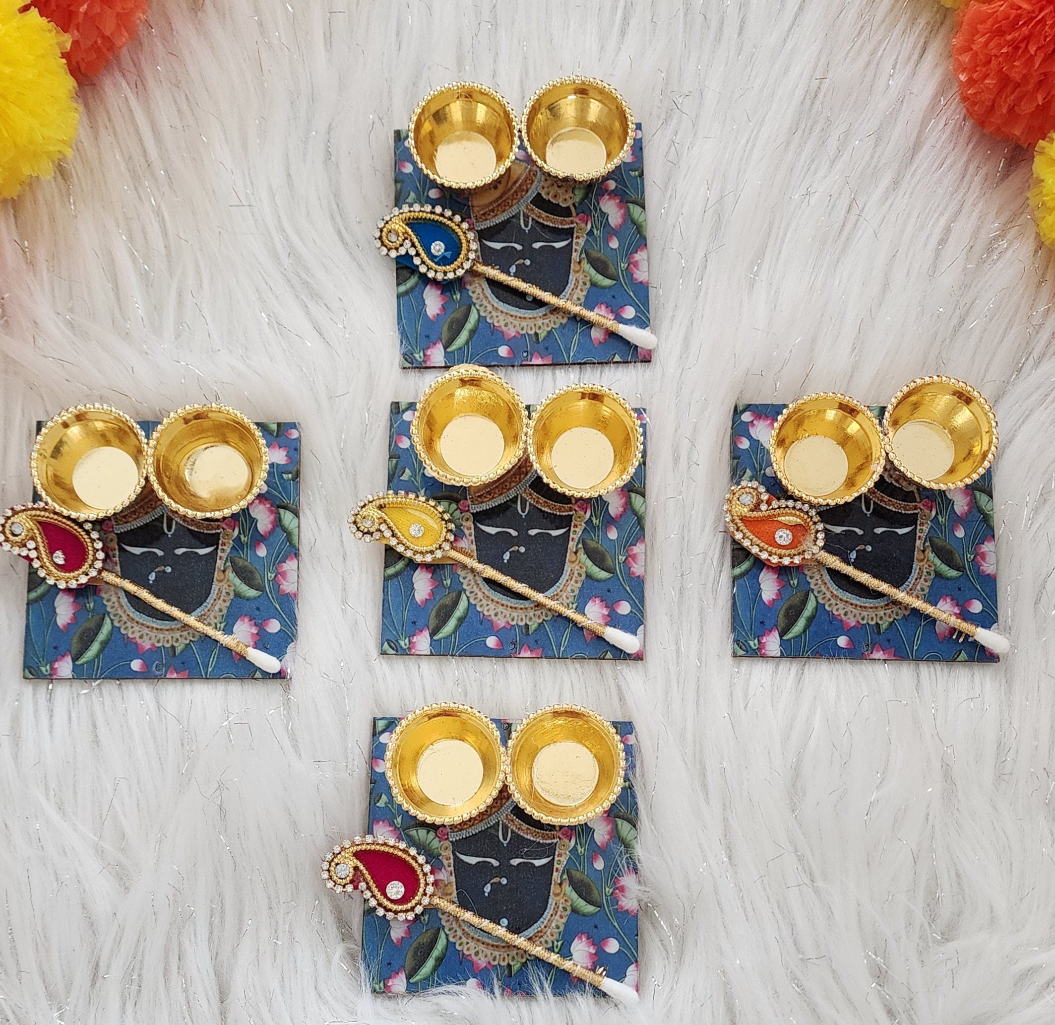 Handcrafted Shreenath ji Haldi Kumkum Holder: Pooja Return Gift