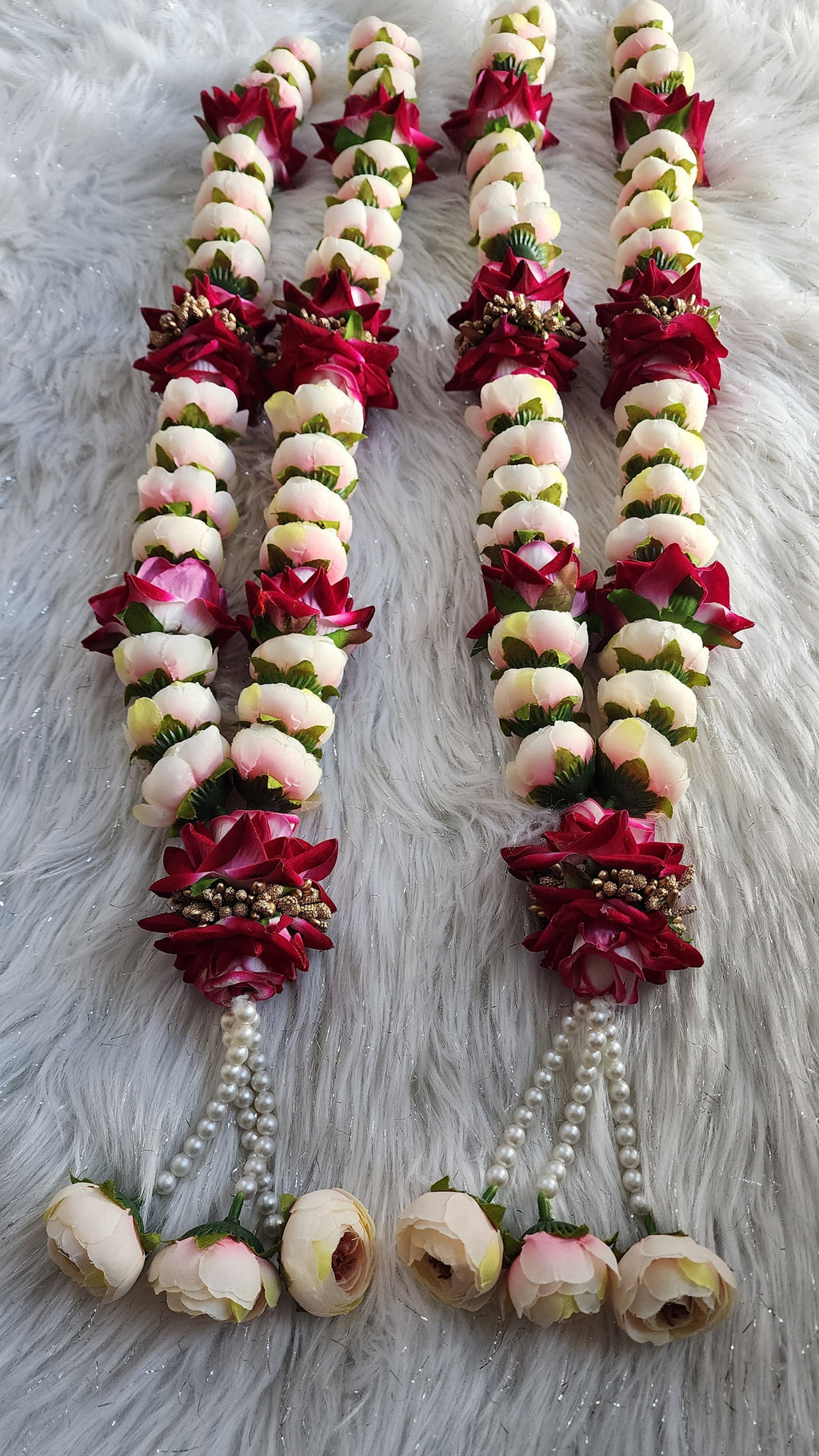 Artificial Flower Handmade Wedding Mala: Bride and Groom Garlands - Pack of 2