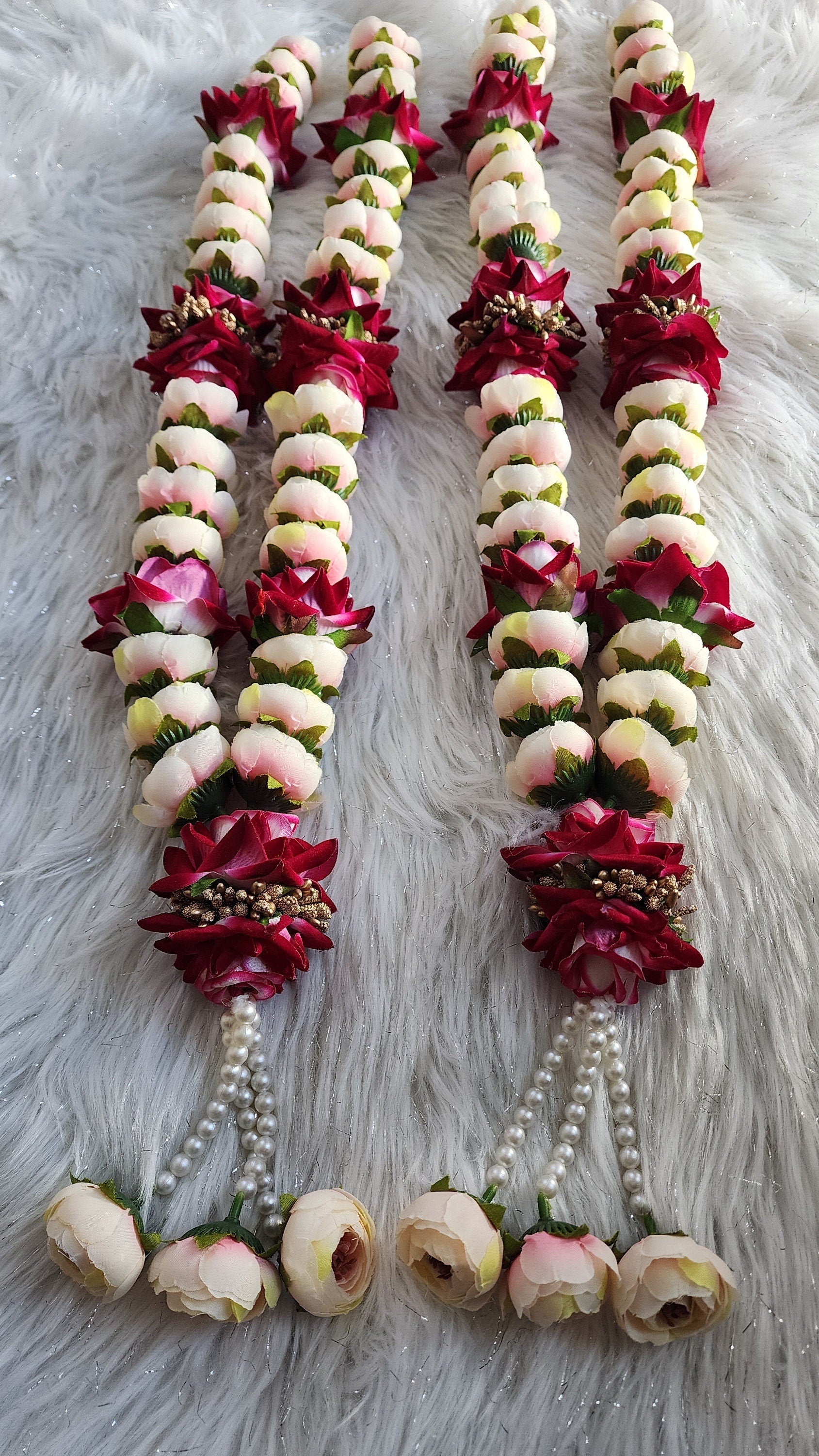 Artificial Flower Handmade Wedding Mala: Bride and Groom Garlands - Pack of 2