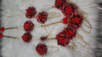 Floral Haldi Mehandi Jewelry Set: Indian Wedding Necklace, Earrings, Maang Tikka, Gajra