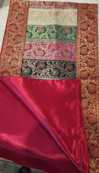 Peacock Print Silk Brocade Table Runner - Indian Decor (16x60 Inch)