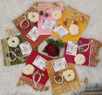 Bandhej Print Combo Set: Organza Potli Bag, Bracelet, Ring & Bindi