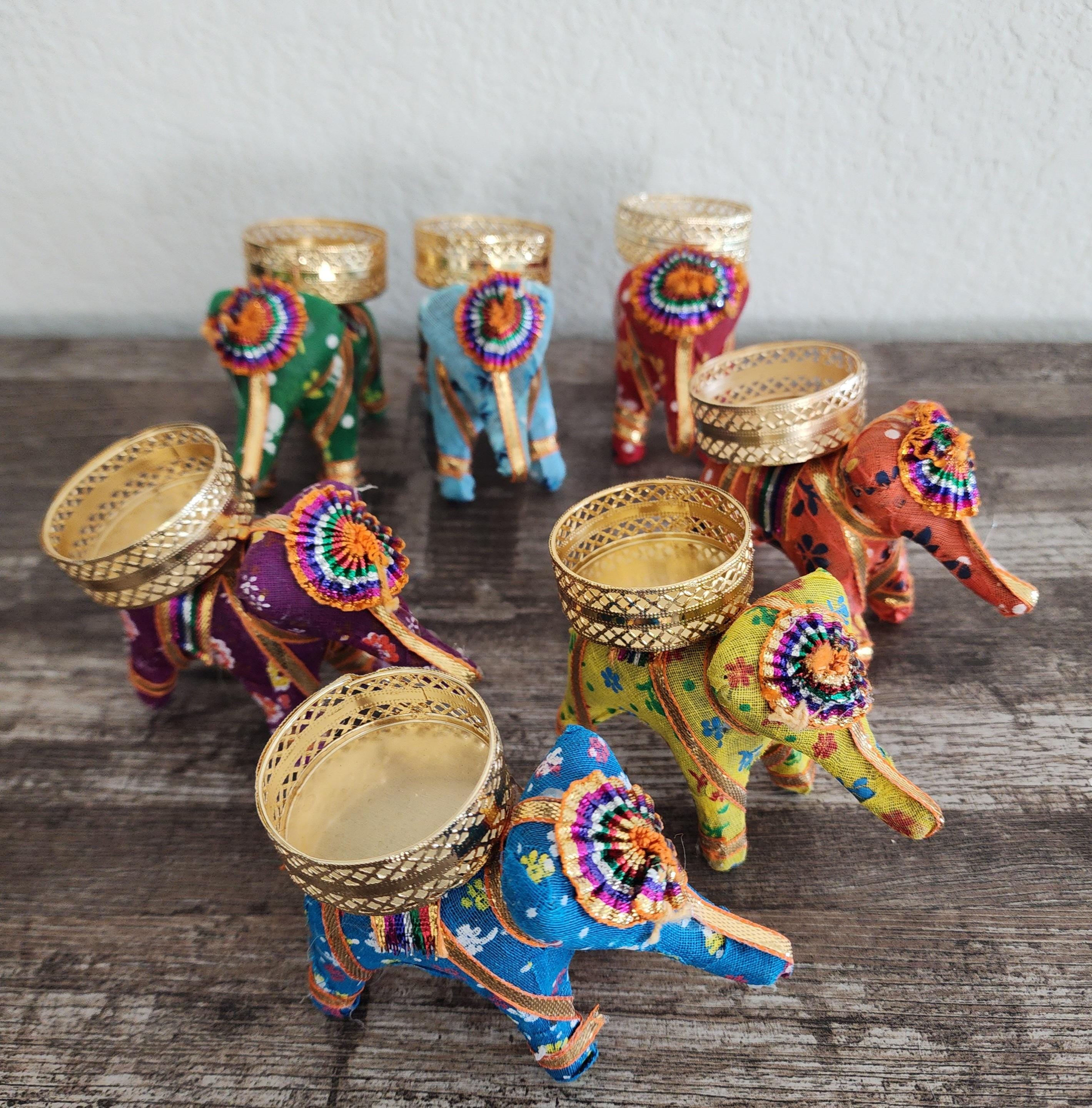 Elephant Handmade Tea Light Holder: Diwali Decor, Indian Wedding Favor