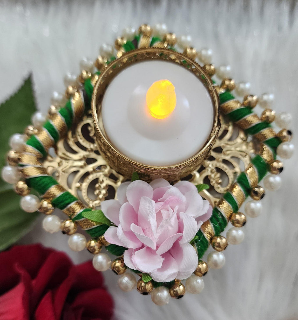 Handmade Tea Light Candle Holder: Diwali Favor Gift, Haldi Mehandi Decor