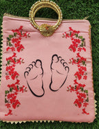 Baby Shower Handbag: Silk Favor Bag with Golden Handle