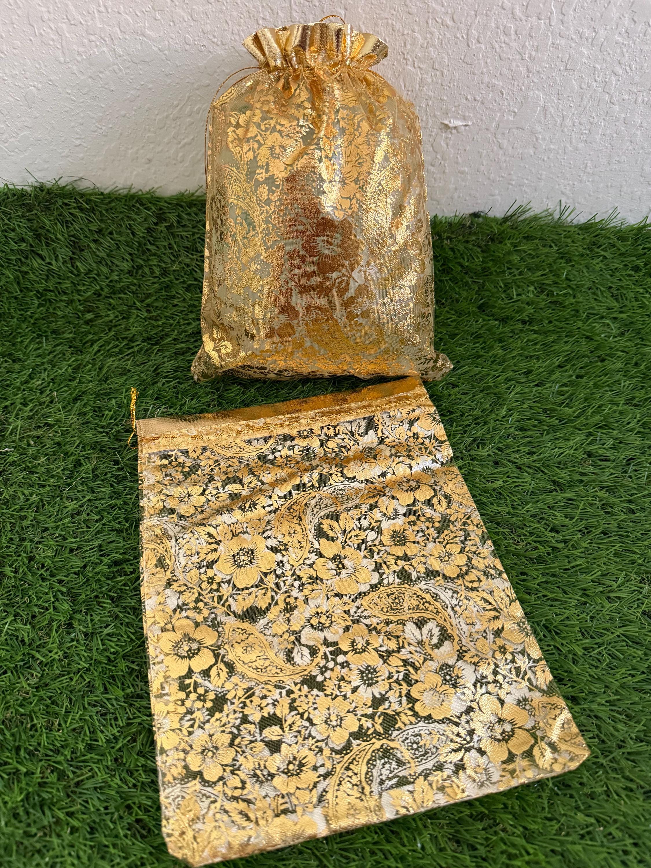 Embellished Organza Favor Bag: Handcrafted Potli with Drawstring