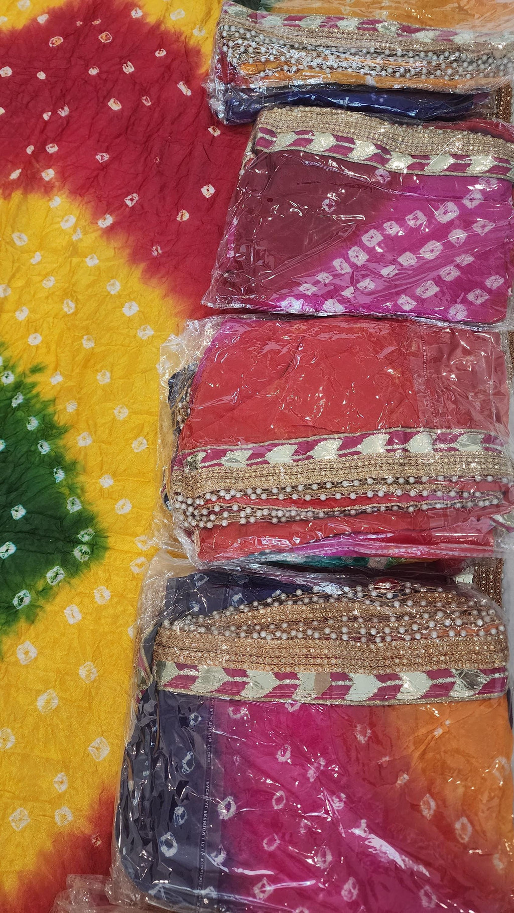 Bandhej Dupatta with Moti Lace: Rajasthani Wedding Favor, Assorted Colors