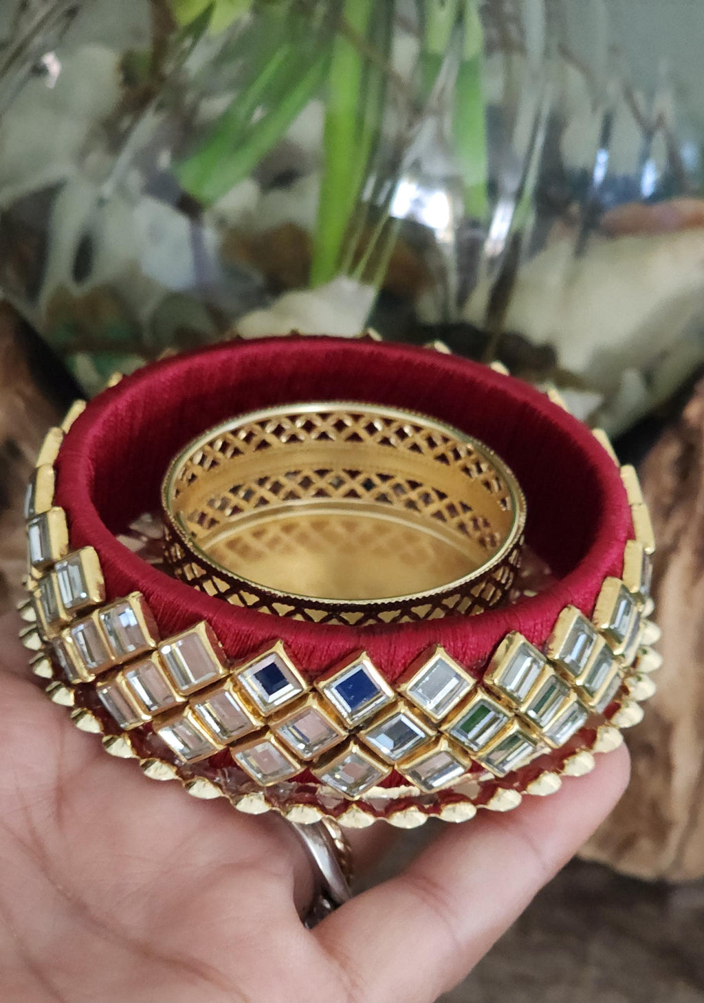 Kundan Tea Light Holder: Diwali Pooja Decoration, Wedding Favor.