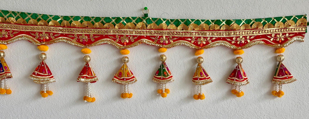 Handmade Indian Toran: Gotta work Pearl Door Hanging, Traditional Decor (40x10) inch)