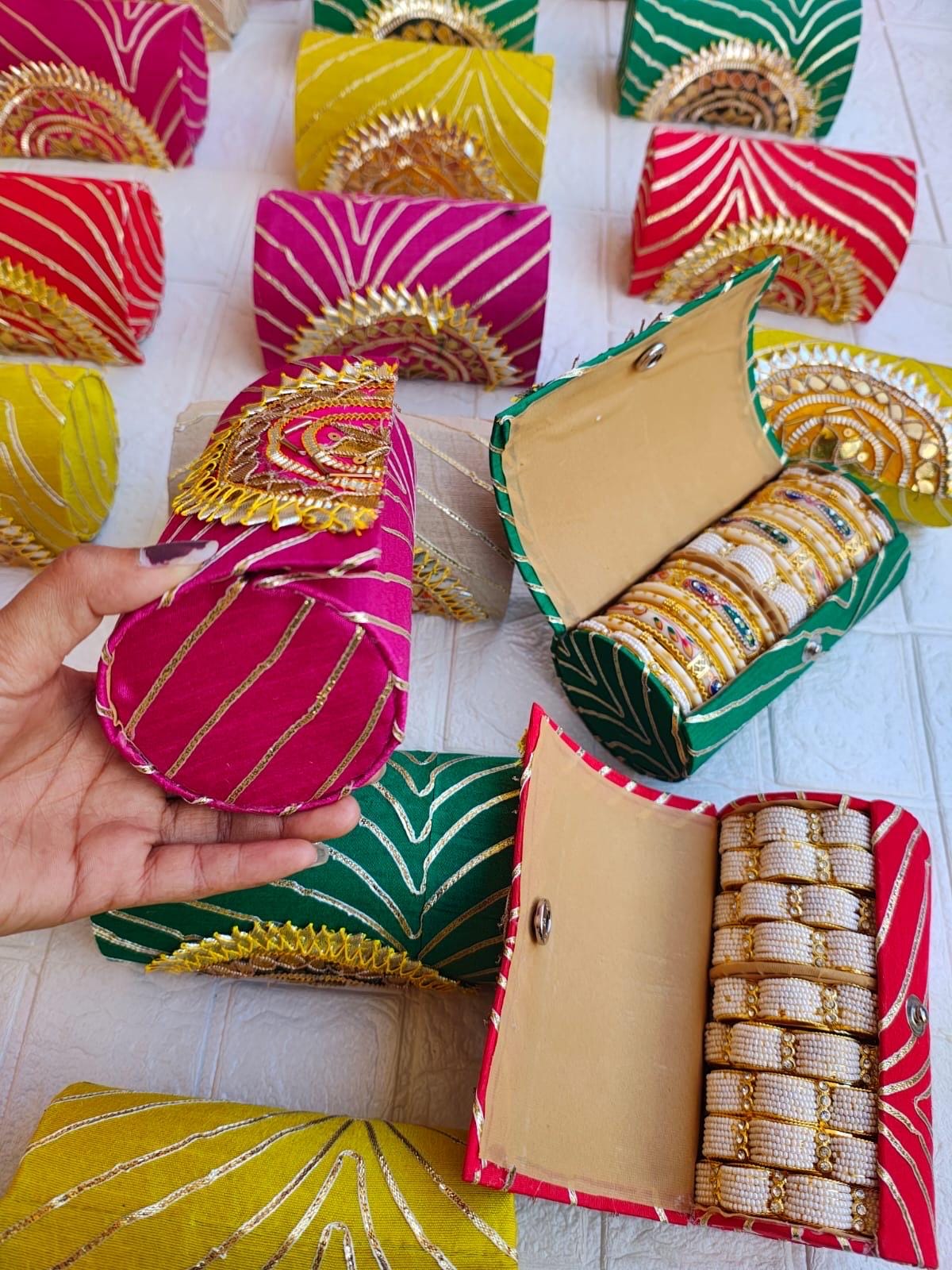 Handcrafted Embroidered Bangle Box: Indian Wedding Favor Gift