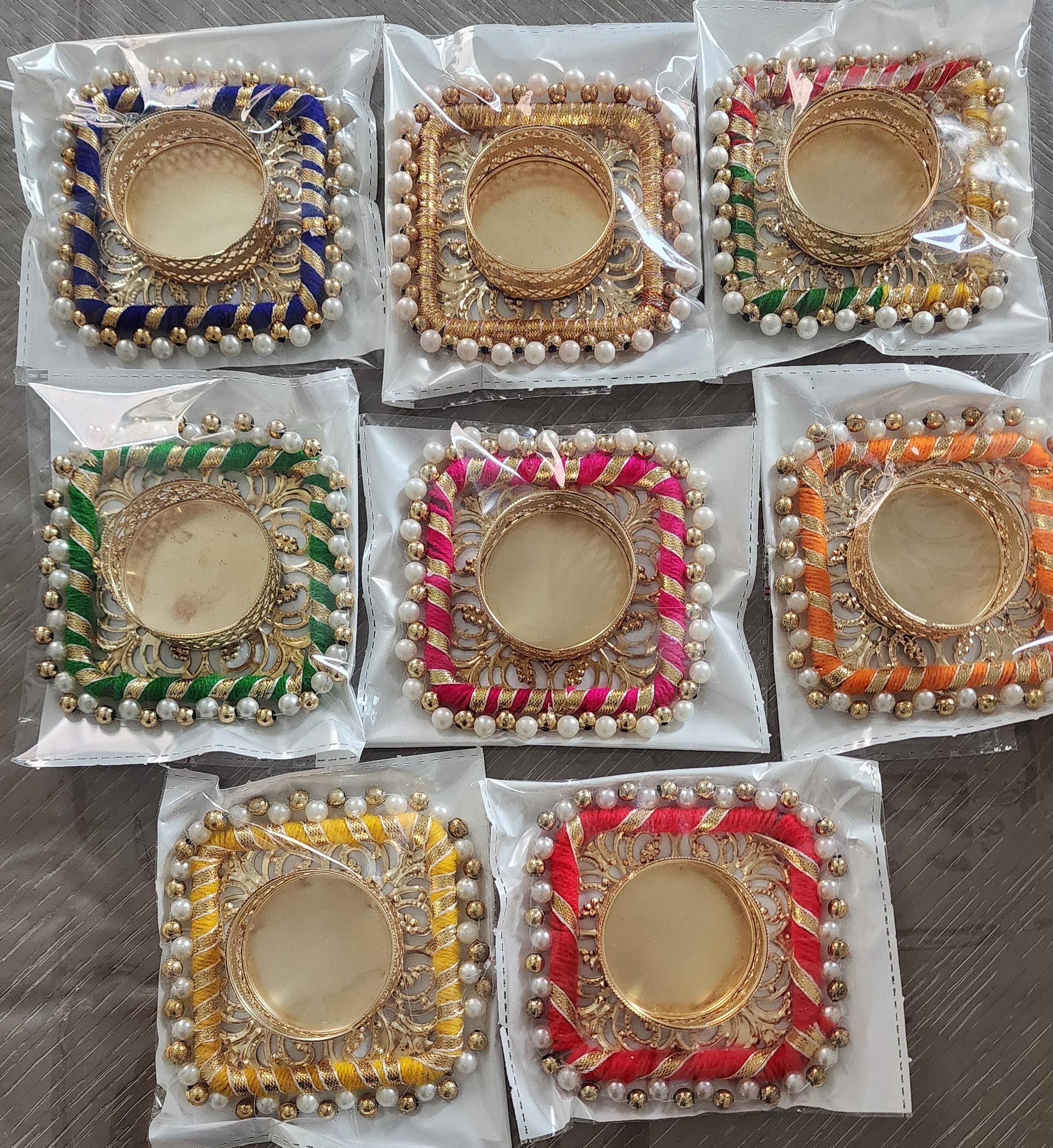 Handmade Decorative Diya: Multicolor Tea Light Candle Holder for Diwali Pooja