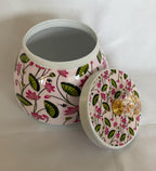 Pichwai Art Jar: Nandi Cow & Peacock Design, Copper Home Decor.