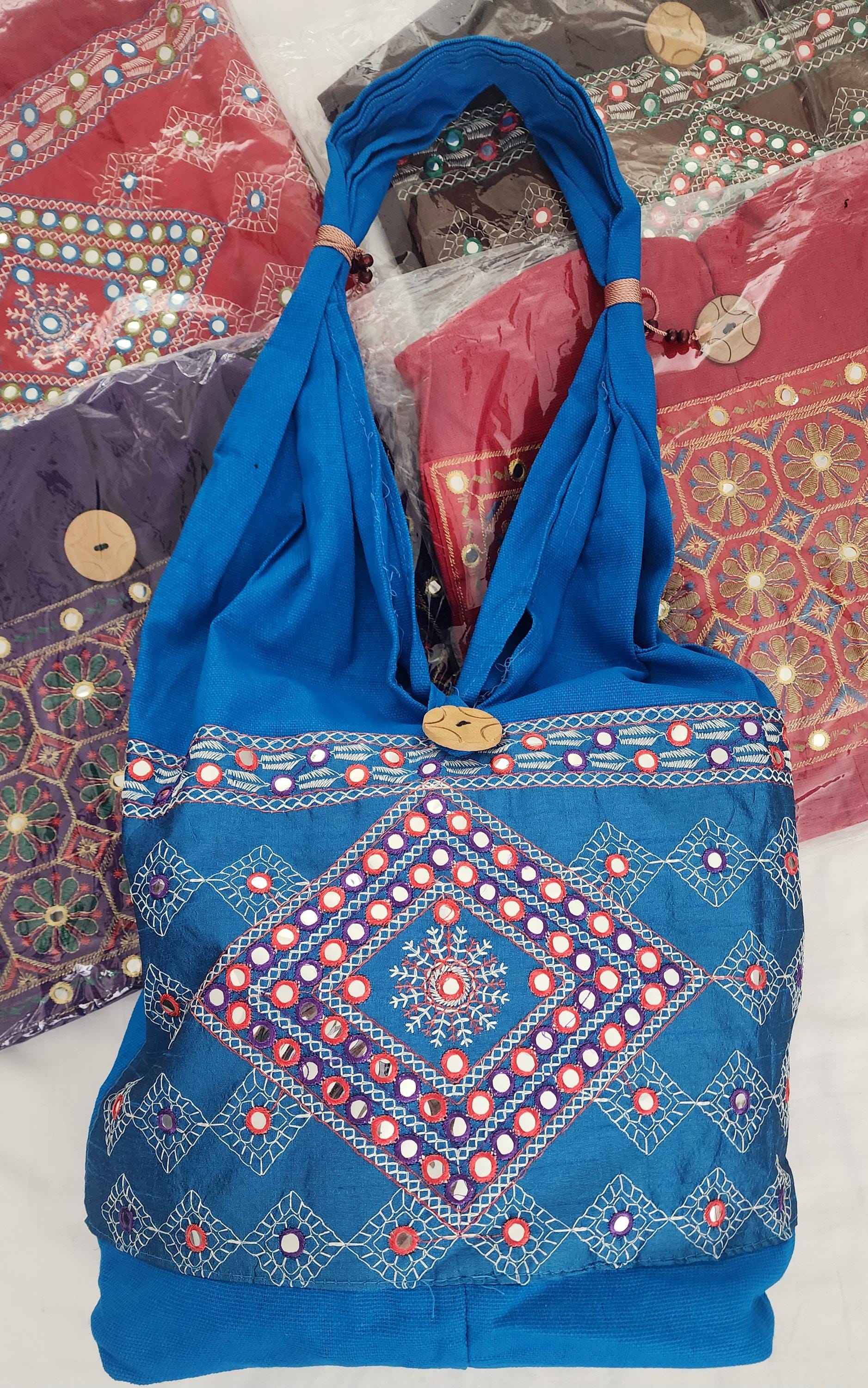 Embroidered Mirror Work Jhola Bag Crossbody.
