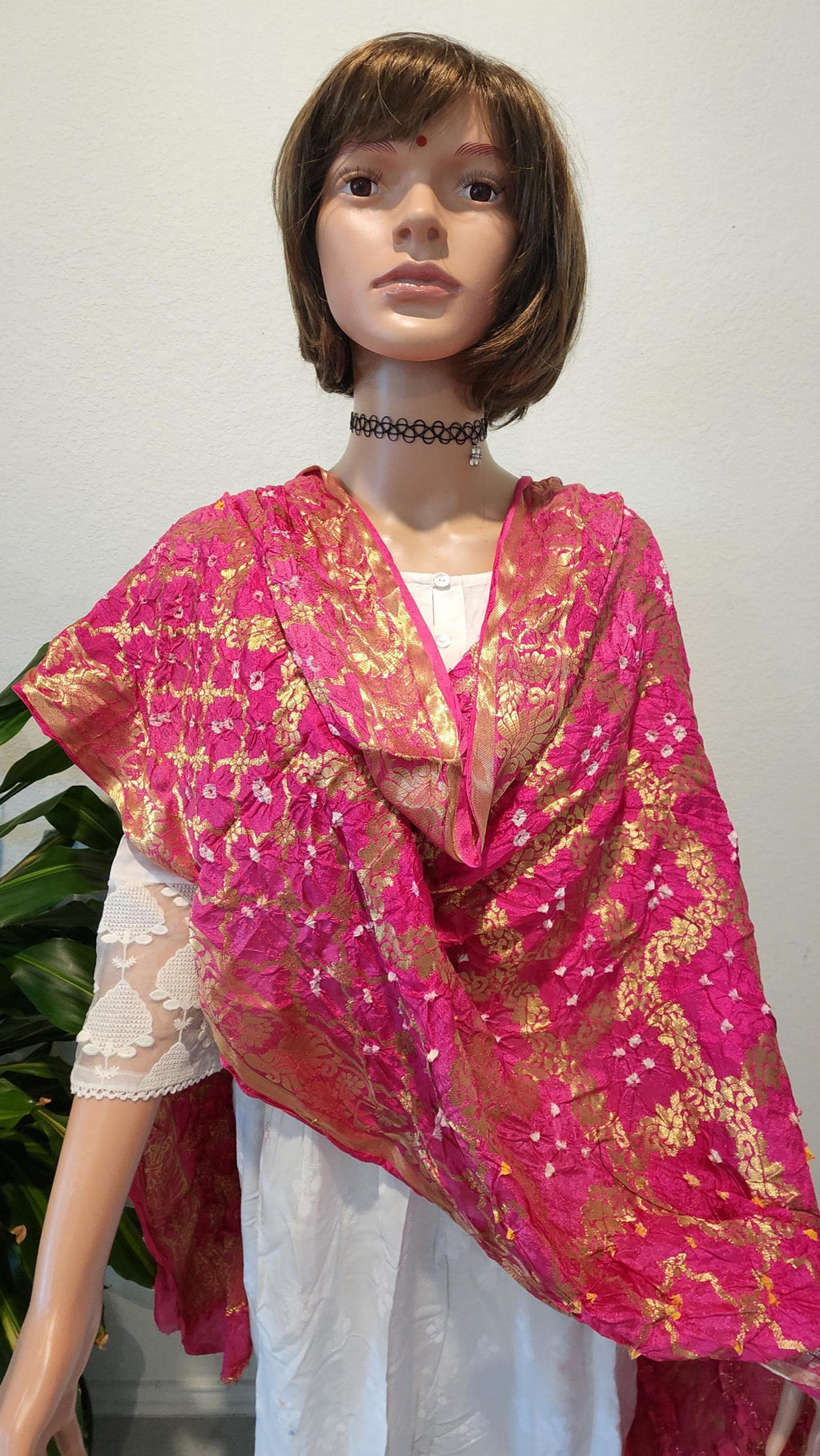 Hand Printed Jacquard Silk Dupatta: Banarsi Print Wedding Favor