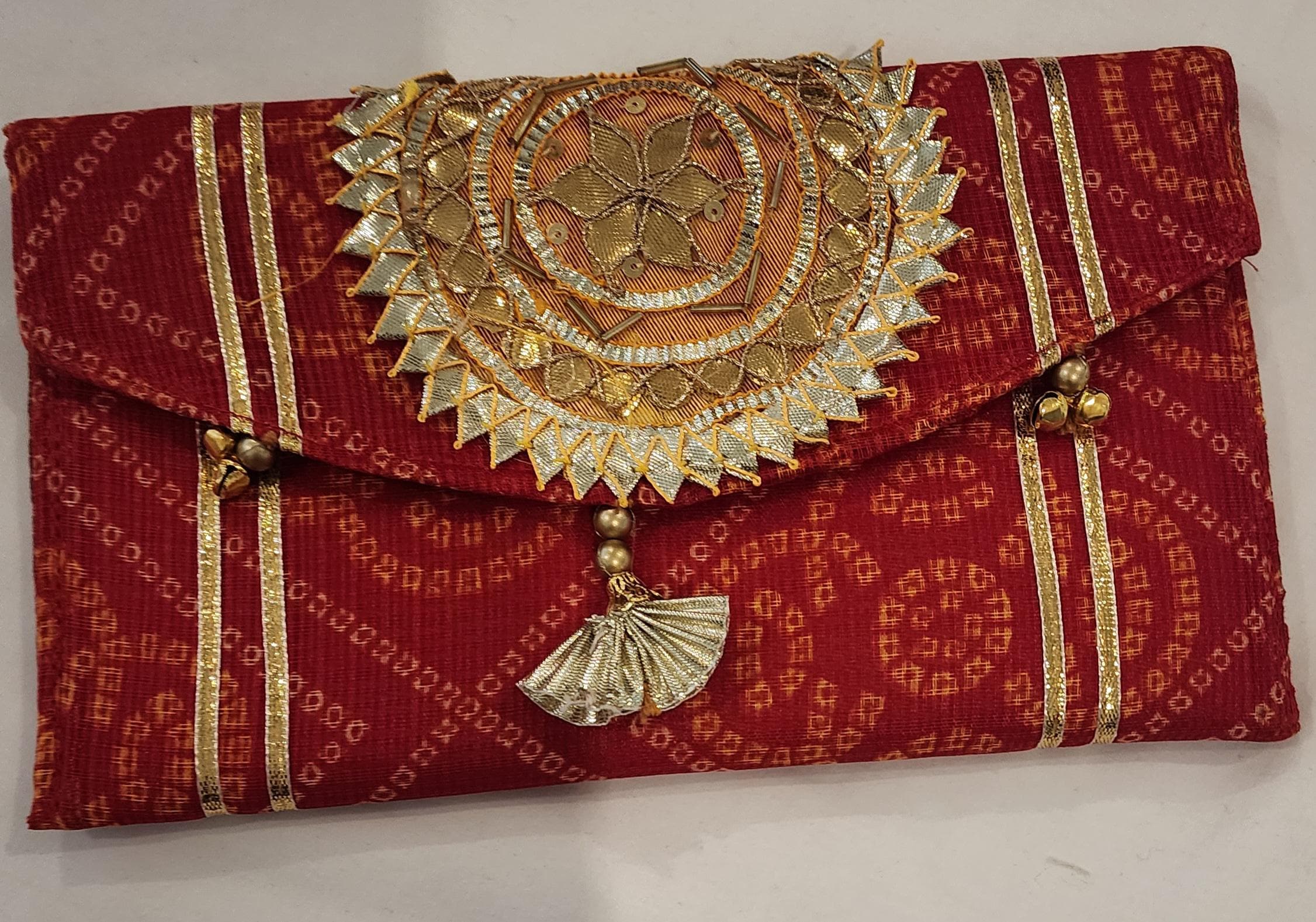 Bandhej Print Handmade Purses - Indian Wedding Favor Bags - Bulk Set of 100