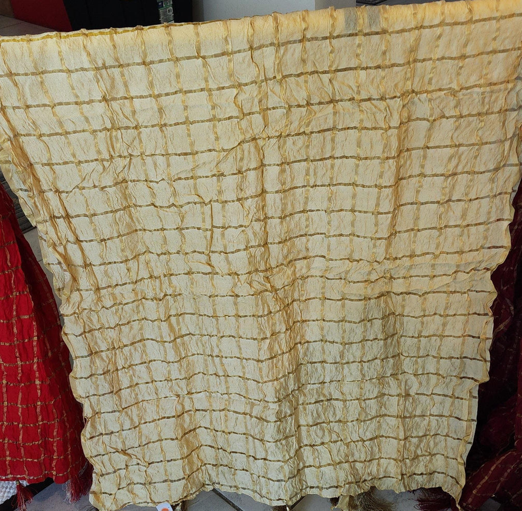 Tie Dye Art Silk Dupatta: Rajasthani Ghat Chola with Tassels.