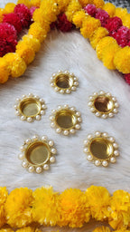 Gold Tea Light Candle Holders with Pearls: Diwali Favor Gifts