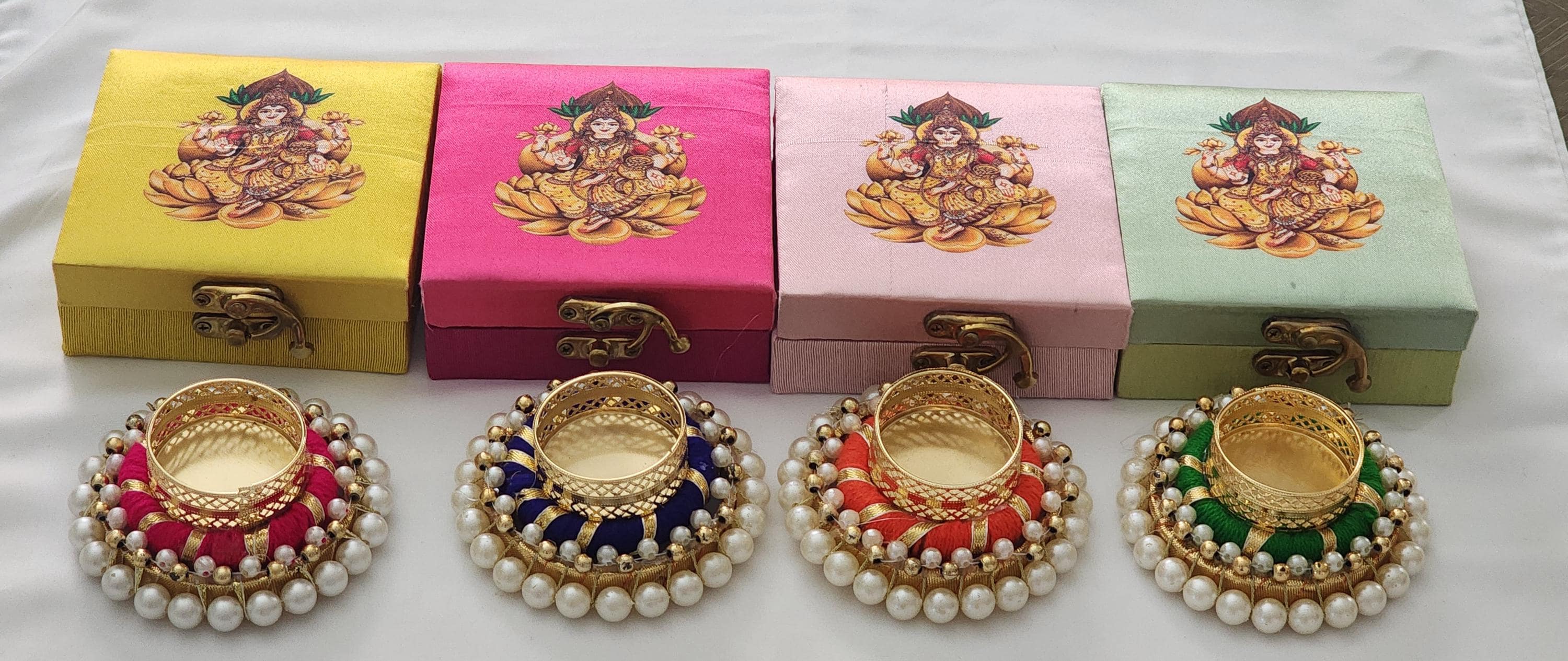 Ganesa Laxmi Tea Light Holder Box: Diwali Wedding Favor Return Gift