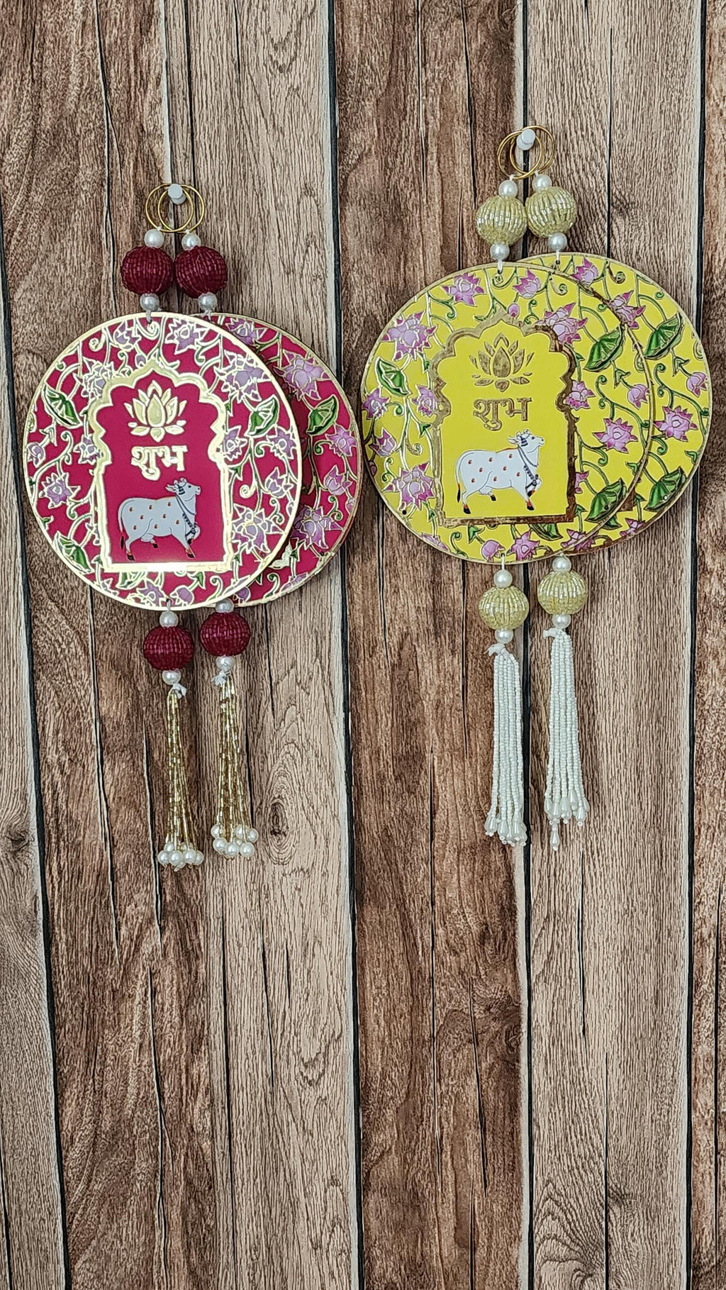 Shubh Labh Cow print Door Hanging: Diwali Decoration, Indian Wedding Decor.