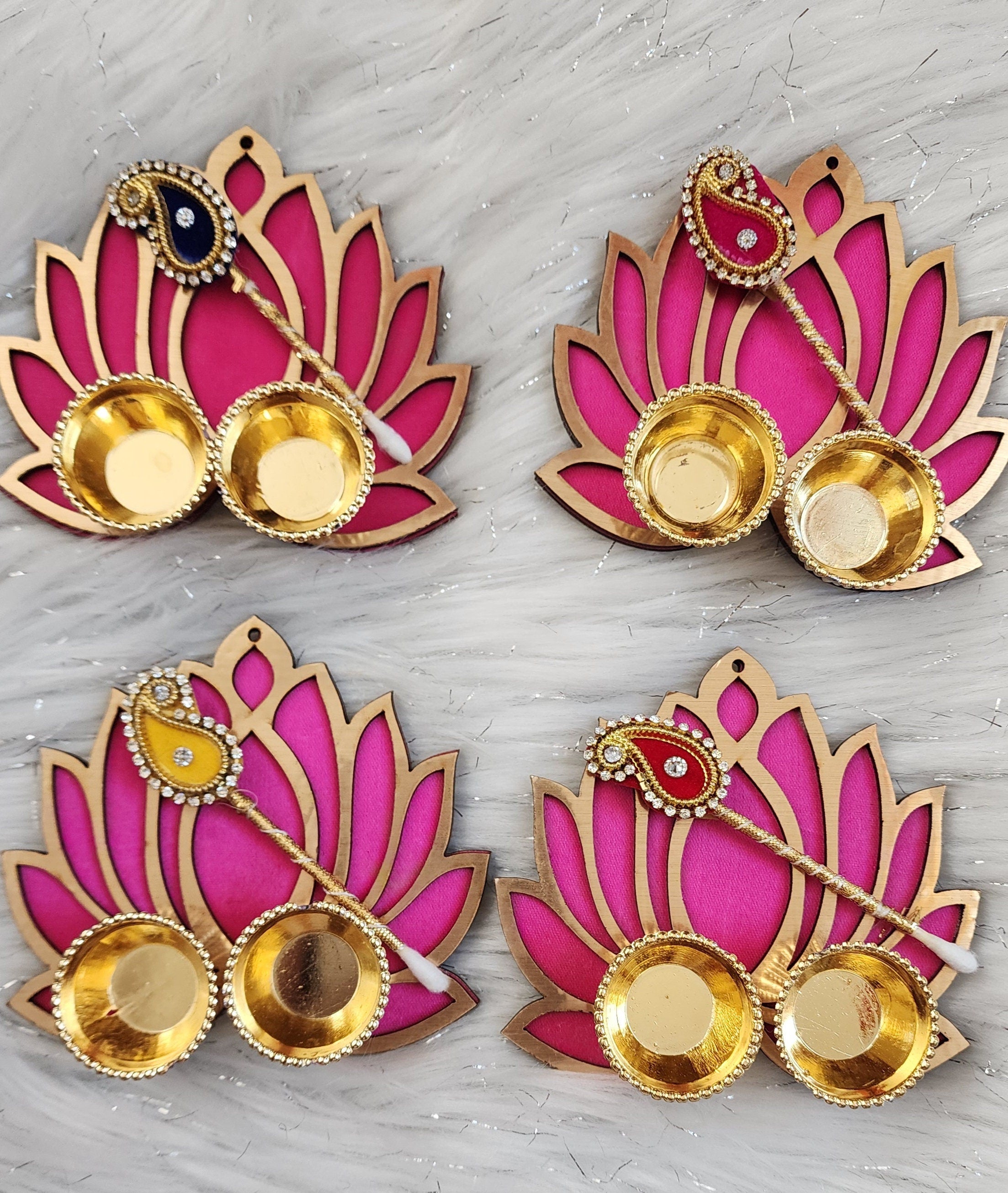 Handcrafted Lotus Haldi Kumkum Holder: Pooja Return Gift