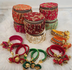 Embroidered Matki Bangle Box: Indian Jewelry Organizer, Wedding Favor.