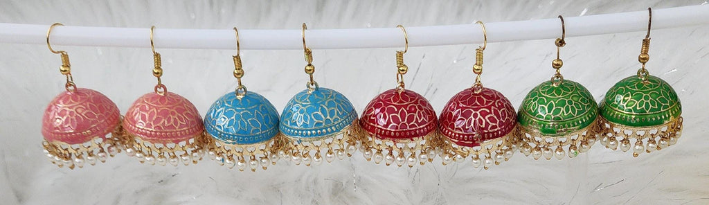 Handmade Meenakari Jhumka Earrings: Indian Wedding Jewelry.