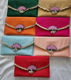 Lotus with moti Latkan Potli Purse: Handmade Indian Wedding Favor Bag and purse.