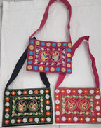 Indian Traditional Embroidered Work Peacock Jhola Bag. Crossbody /Shoulder bags for women.