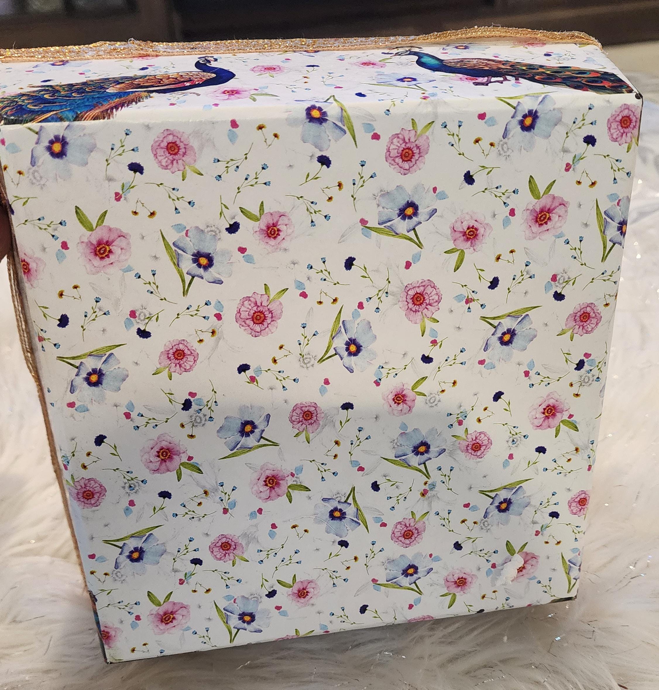 Handmade Wedding Gift Box: Decorative Keepsake Basket, Peacock Design